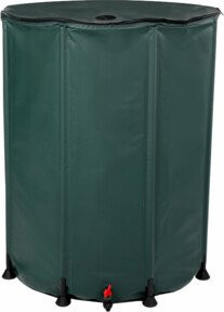 floraworld Faltbare Regentonne in Grün mit 500 l Volumen, Auslaufhahn und Schutznetz, B: 80 cm, H: 98 cm - Bild 1