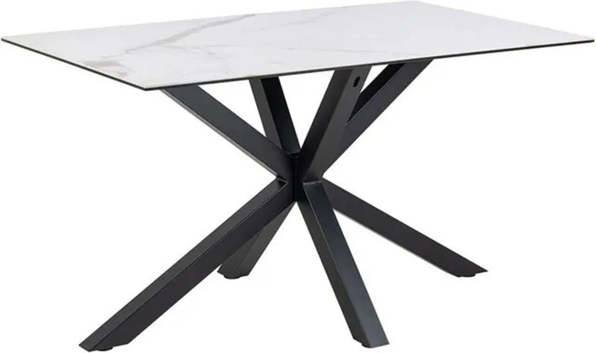 EBUY24 Esstisch Heaven modern rechteckig in Weiß, Schwarz oder Schwarz/Weiß mit Marmor- und Metalloptik, Breite: 135 cm - Bild 1