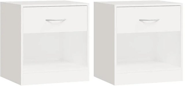 vidaXL Nachttisch Set 2er Pack mit Schublade Weiß, B/T/H: 30,5 x 30,5 x 38,0 cm - Bild 1