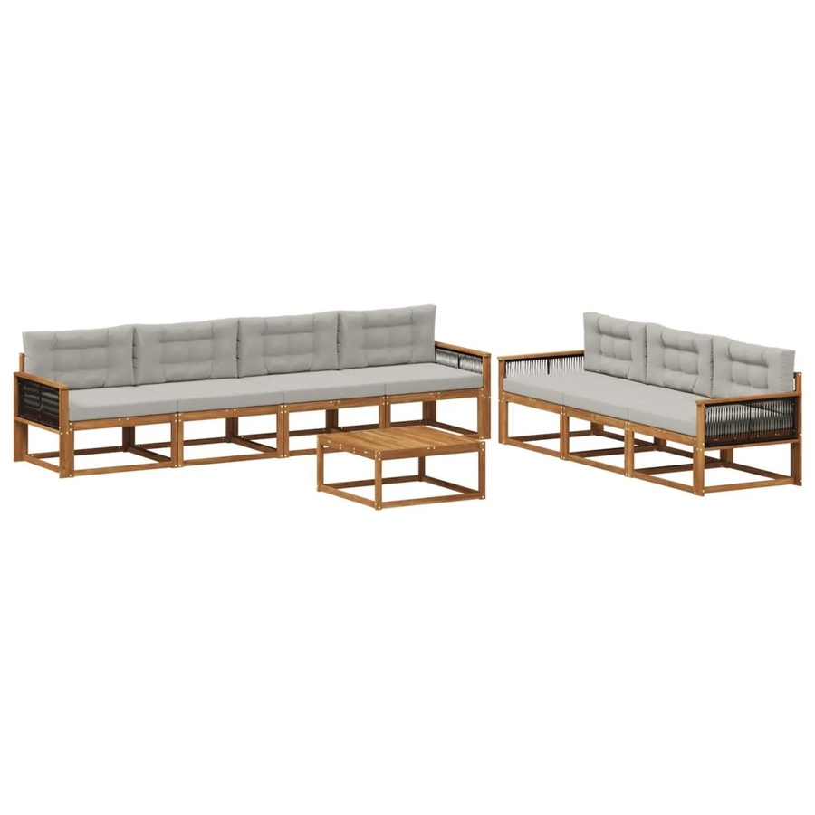 vidaXL Outdoor-Sofagarnitur aus Akazienholz mit 8-teiligem Set in Natur und Hellgrau - Bild 2