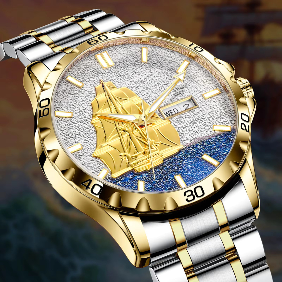 Glenaw Armbanduhr, Automatik, Gold, Edelstahl, Blau, Herren - Bild 2