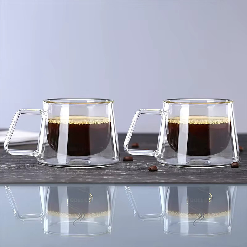 YWDL Doppelwandige Glas-Espressotassen Set, 2 Stück, Transparent, 200 ml pro Tasse - Bild 2
