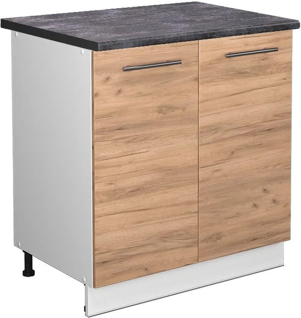 Vicco Spülenunterschrank Fame-Line Goldkraft Eiche/Weiß mit Regal, B/T/H: 80 x 60 x 82 cm, Anthrazit - Bild 1