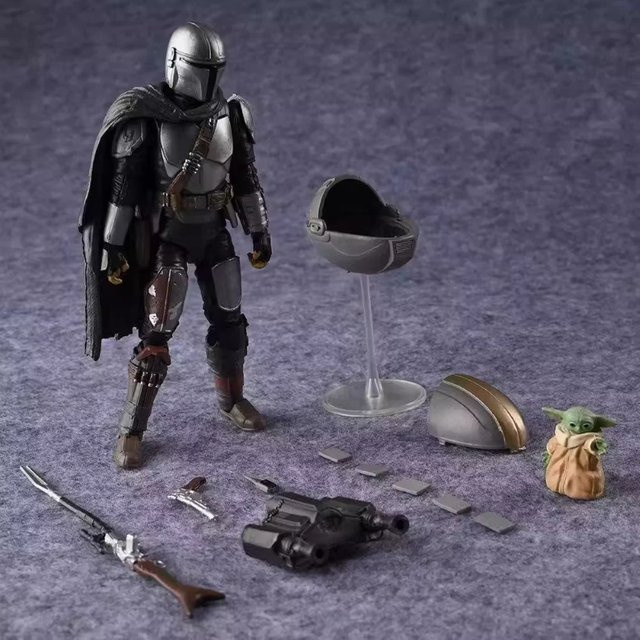 Bandai Star Wars The Mandalorian Baby Grogu Din Djarin Actionfiguren Set, ab 4 Jahren - Bild 1