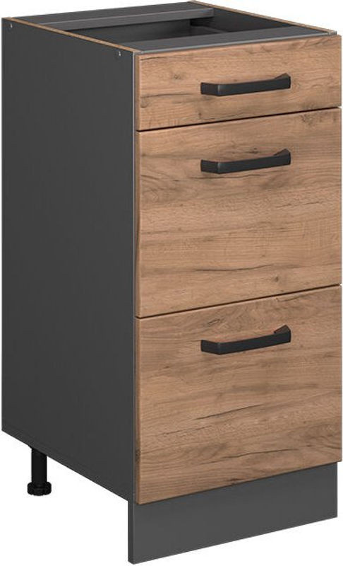 Küchenunterschrank Vicco R-Line in Eiche Natur mit Schubladen, Breite: 40 cm, Höhe: 81,6 cm, Tiefe: 46 cm - Bild 1