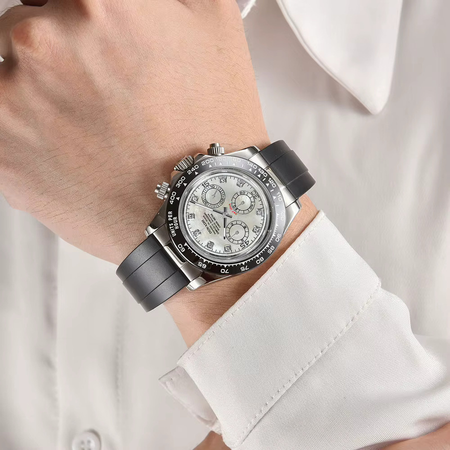 OUMASHI Chronograph, Automatik, 39 mm, Silber, Silikon, Herren - Bild 2