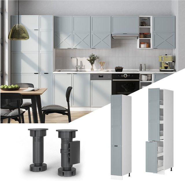 Vicco Apothekerhochschrank Fame-Line Medizinschrank für die Küche in Weiß, Hellblau und Grau mit Soft-Closing-Scharnieren, B/T/H: 30 x 48,94 x 58 cm - Bild 1