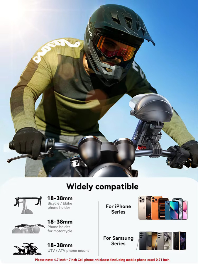 Joyroom Fahrrad-Handyhalterung JR-ZS526 mit Helmhalterung, 360 Grad drehbar, elektrisch, Schwarz - Bild 6