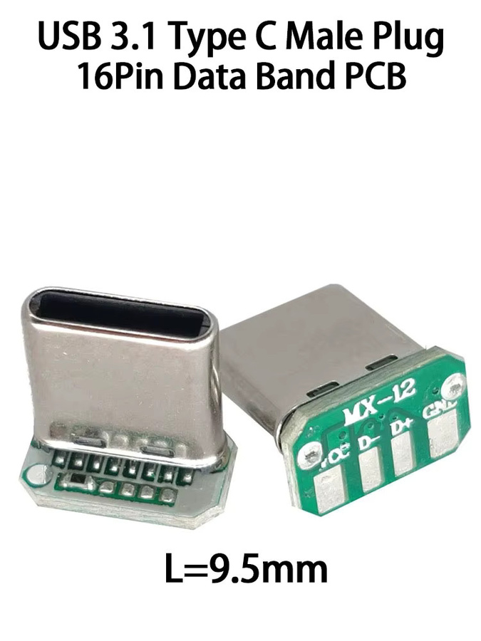 JCD USB 3.1 Typ-C Anschluss 16-Pin Vertikal Patchboard in Silber und Grün - Bild 3