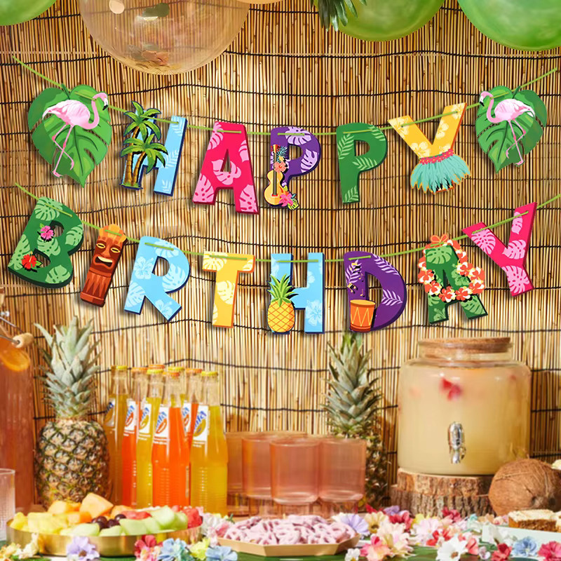 ZQNYCY Hawaiian Party Girlande mit Flamingo und Ananas als Geburtstag Dekoration für Sommer Luau und Hochzeit in Multicolor - Bild 3