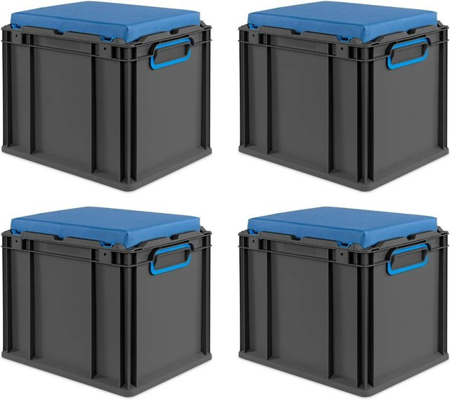 PROREGAL Sparset 4x Eurobox Nextgen Seat Box Blau Schwarz, H x B x T: 36,5 x 30 x 40 cm - Bild 1