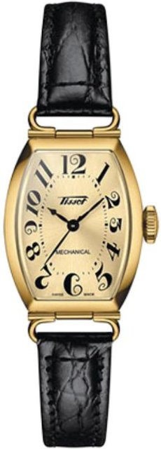TISSOT Damenarmbanduhr, Porto Kollektion, mechanisches Uhrwerk, Goldzifferblatt, 22*30,1mm - Bild 1