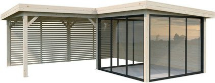 PALMAKO Pavillon Lenna Set 411 Slide aus Fichtenholz in Braun, Flachdach, B/H/T: 588 x 245 x 588 cm - Bild 1