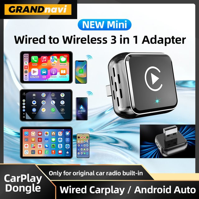 3in1 Smart AI Box Adapter für Apple CarPlay, Android Auto und Airplay mit Bluetooth und WiFi in Schwarz - Bild 1
