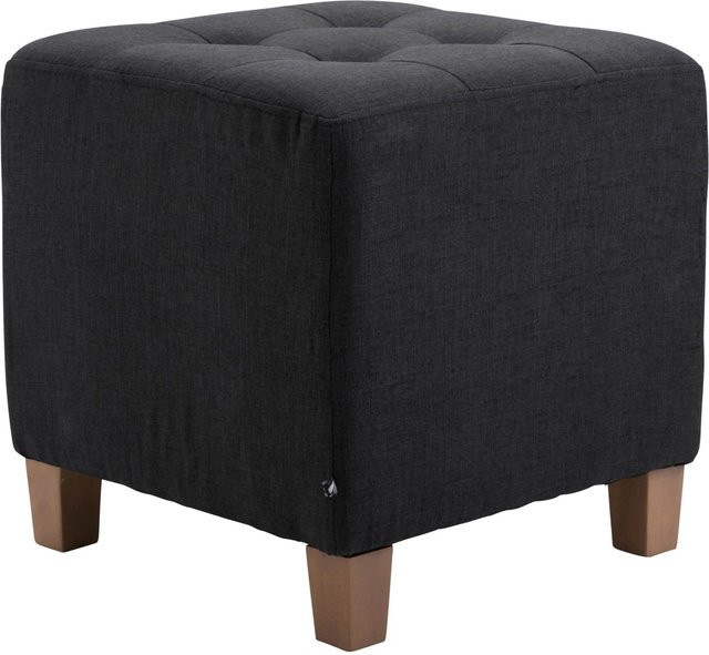 DELUKE Sitzhocker CELIS Polsterhocker aus Stoff in Schwarz, B/T/H: 45 x 45 x 46 cm - Bild 1