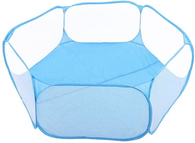 Tragbarer Laufstall von TOMTOP JMS für kleine Haustiere als transparentes Welpen-, Katzen- und Kaninchenzelt für den Außenbereich in Rosa und Blau - Bild 1