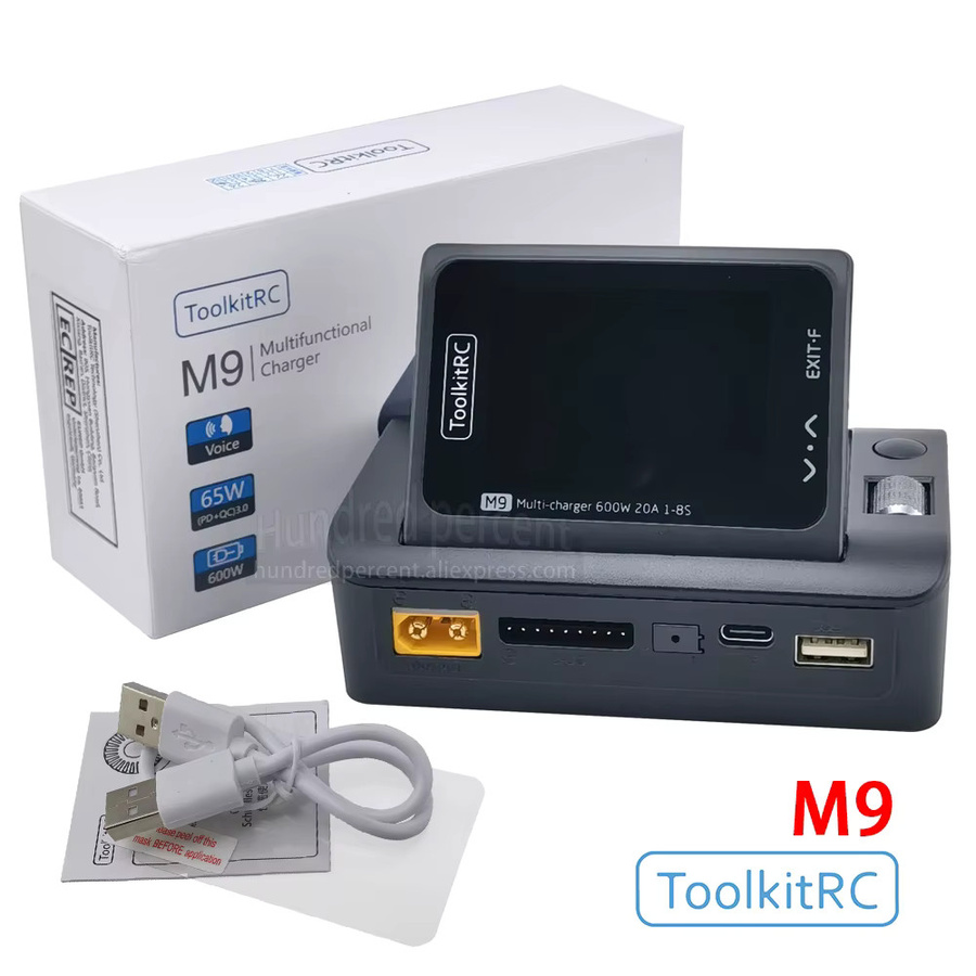 ToolkitRC M9 Smart DC Ladegerät 600W 20A mit USB-C, Schwarz, für 1-8S LiPo LiFe Akkus - Bild 3
