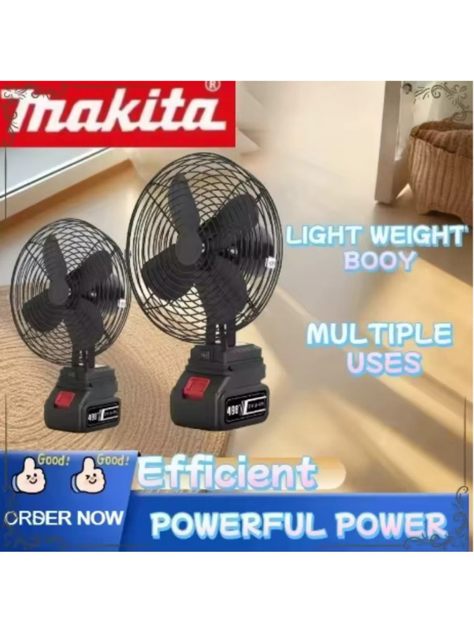 Makita Akku-Campingventilator aus Metall, kabellos und tragbar, Farbe Schwarz - Bild 6
