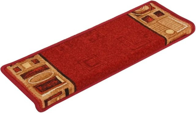 vidaXL Treppenmatten selbstklebend, 15 Stück, Rot, Polyamid, rutschfest und schalldämpfend, B: 65 cm, H: 21 cm, T: 4 cm - Bild 1