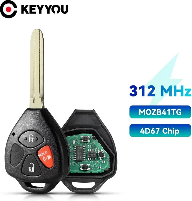 Keyyou 3-Tasten-Fernbedienung Autoschlüssel 312MHz für Toyota Scion Yaris mit 4D67 Chip, Schwarz - Bild 1