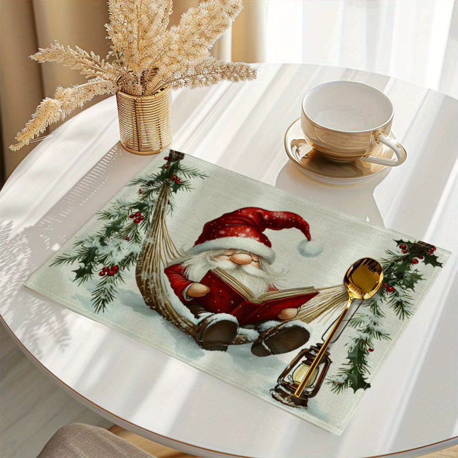 VIKAMA 4-teiliges Weihnachtsmann Tischset Set mit grafischem Design in Mehrfarbig - Bild 2
