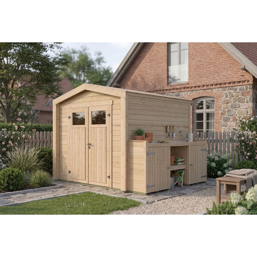 Weka Holz-Gartenhaus Killarney mit Satteldach in Natur Braun, B: 294 cm, T: 246 cm - Bild 2