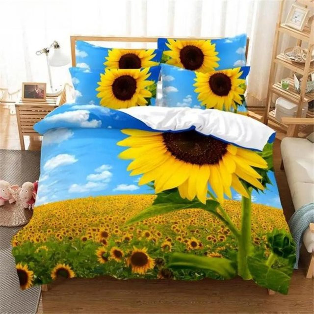 Lodestar Bettwäsche Set mit rotem Rosen-Blumenmuster aus Polyester, 3-teilig, B/H: 228 x 228 cm - Bild 1