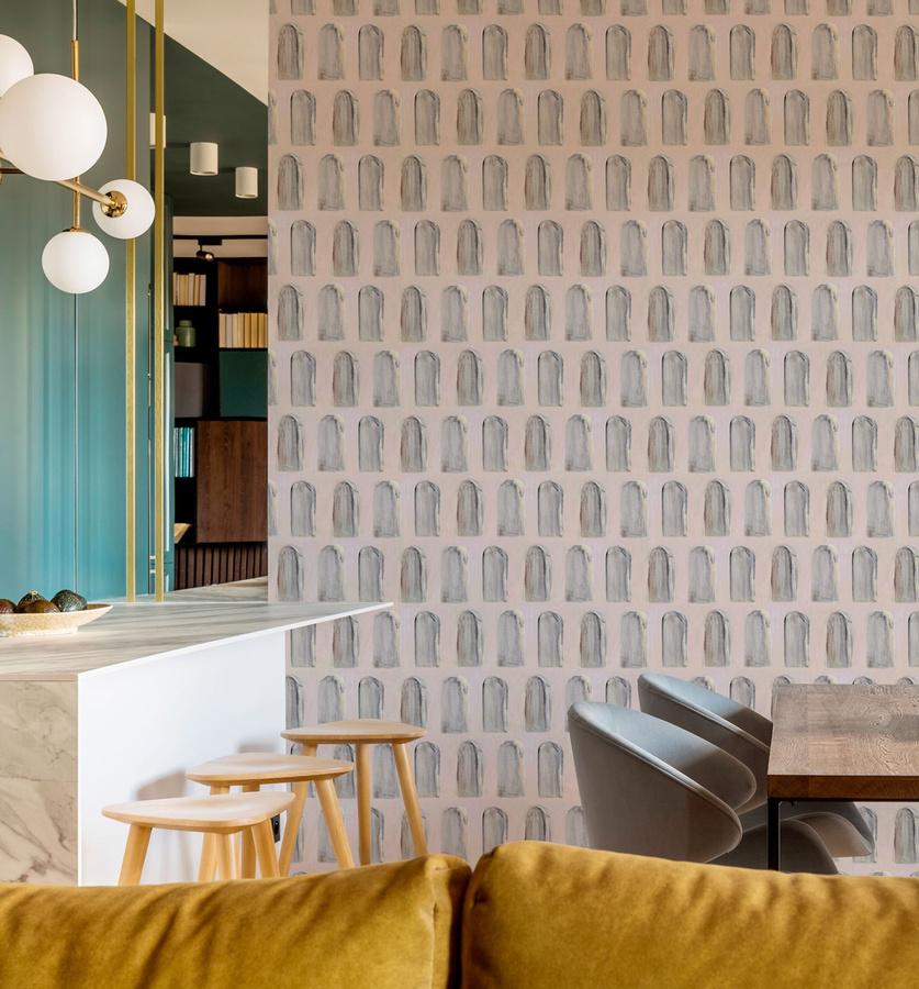 Tenue de Ville Wallpaper Vogue in Ivory, geometrisches Vliesmuster, Farbe: Weiß/Beige, Rolle: 75 cm x 300 cm - Bild 1