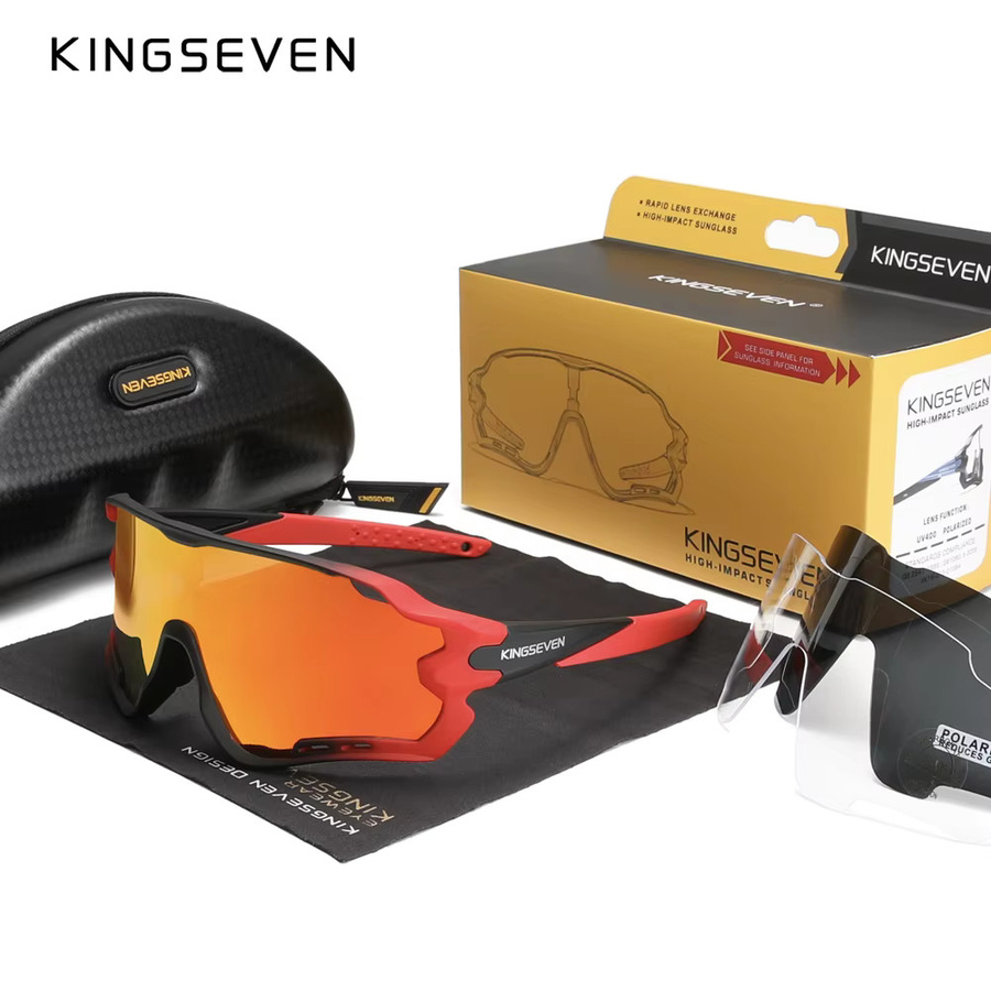 KINGSEVEN Sportsonnenbrille, Unisex, Vollrand, Kunststoff, polarisiert - Bild 2