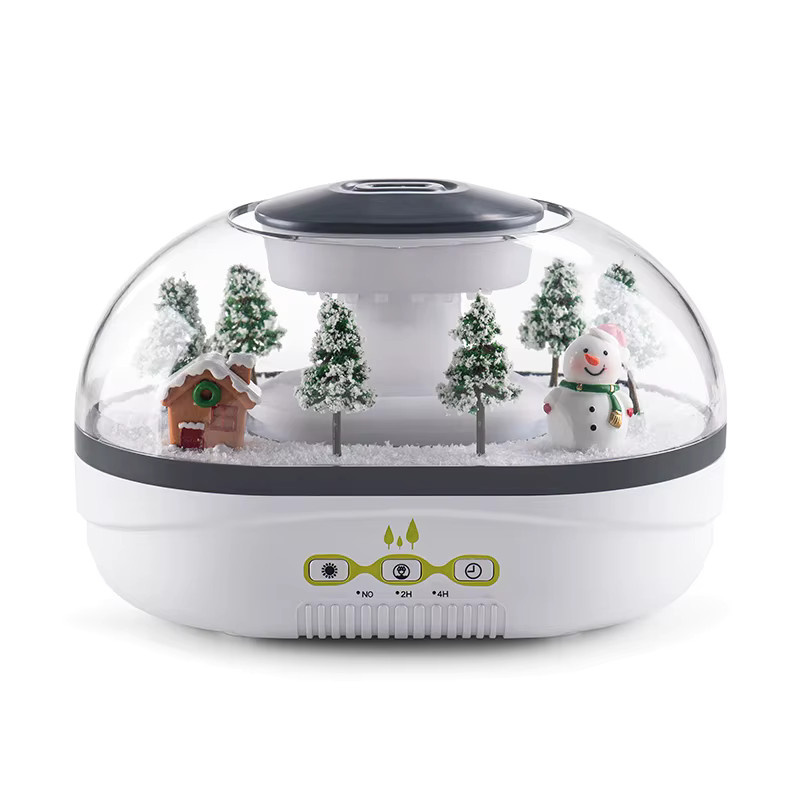 JFBONIN Schneemann-Landschafts-Aroma-Luftbefeuchter mit buntem Licht, Ultraschall-Diffusor für ätherische Öle in Weiß - Bild 6