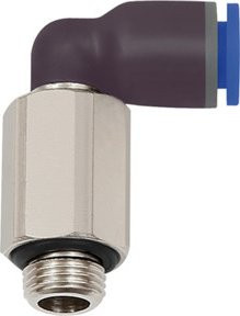 Riegler L-Steckverschraubung Blaue Serie lang, drehbar, G 3/8 a., Ø 16mm, Blau/Silber - Bild 1