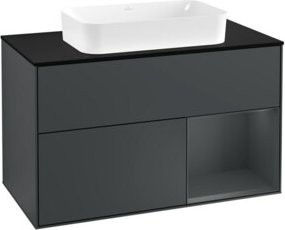 Villeroy & Boch Finion Waschtischunterschrank mit Abdeckplatte, Blau lackiert, B/T: 100 x 50,1 cm - Bild 1