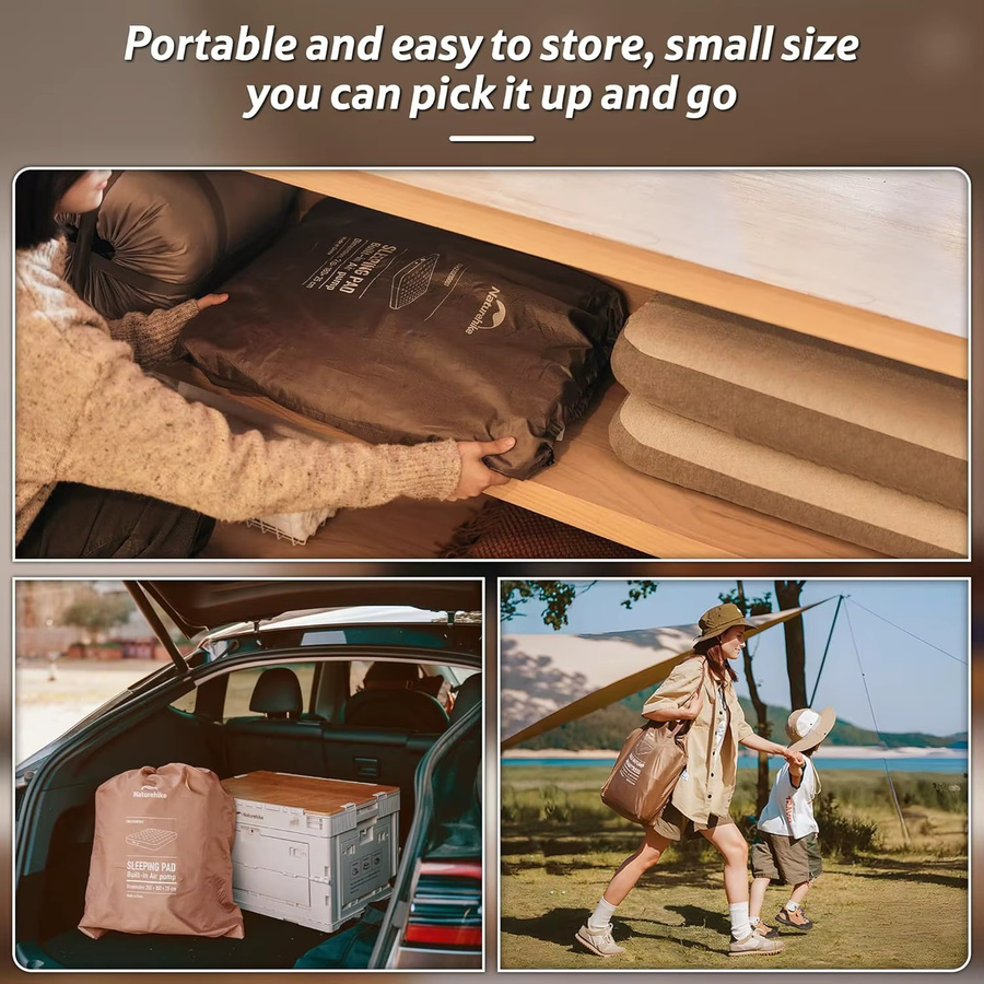 Naturehike Selbstaufblasende Luftmatratze mit Pumpe für Camping und Zuhause, Beige, Höhe: 38 cm - Bild 5