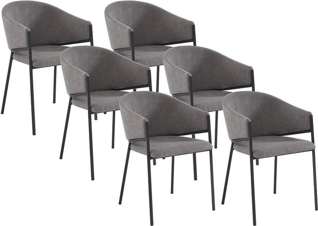 Vente-unique Stuhl Ordida in Grau mit Armlehnen aus Stoff und Metall, Breite: 53 cm, Tiefe: 53 cm, Höhe: 53 cm - Bild 1