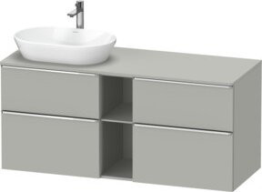 Duravit Waschtischunterschrank D-Neo in Grau Beton matt, Wandmontage mit 2 Schränken und offenen Regalen, B/T/H: 140 x 55 x 66,4 cm - Bild 1