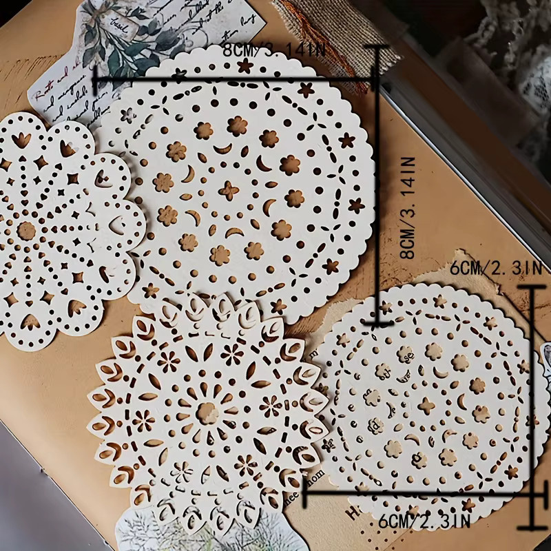 10 Stück Spitzeneffekt Bastelpapier in Weiß für Scrapbooking, Collagen und DIY-Dekorationen - Bild 4