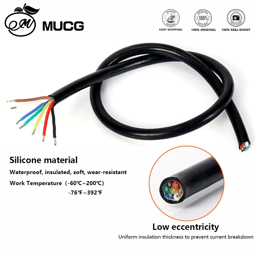 MUCG 2C-5-adriges Silikonkabel, ultraweiches und hitzebeständiges elektrisches Stromverlängerungskabel in Schwarz - Bild 4