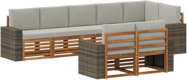 vidaXL Sofagarnitur aus Massivholz Akazie im modernen Latten-Design mit Armlehnen - Bild 1