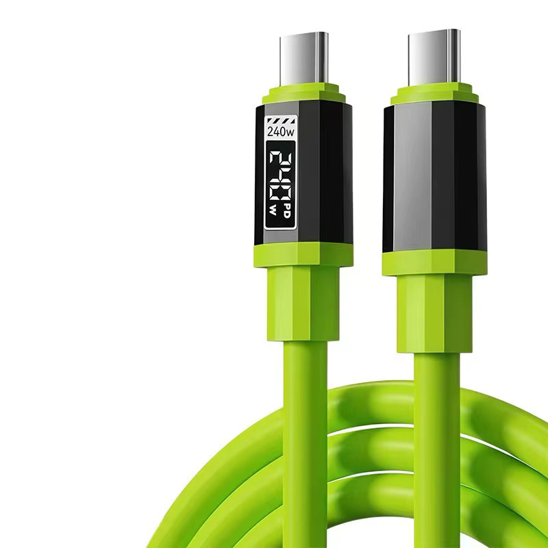 HKNA USB-C auf USB-C Schnellladekabel mit Echtzeit-Leistungsanzeige 240 W, Farbe: Grün - Bild 6