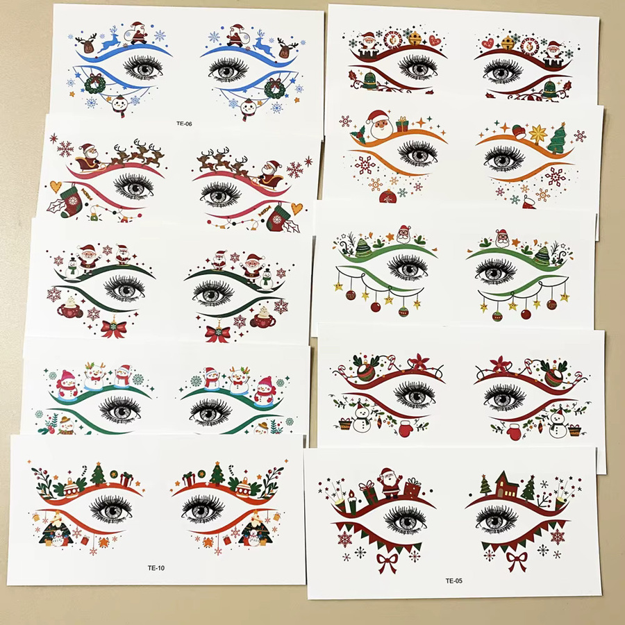 Augenbrauen-Tattoo-Aufkleber Weihnachten, 10 Stück, Damen - Bild 3