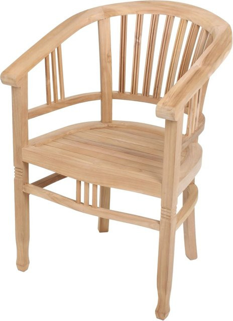 DELUKE Gartenstuhl OVE aus Teakholz in Natur Braun, wetterfester Relaxsessel für die Terrasse und den Outdoor-Bereich - Bild 1