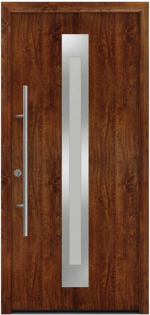 EcoStar Haustür Isopro Secur IPS 770S mit Glaseinsatz, Farbe Dark Oak, B/H: 110 x 210 cm, DIN Links, RC2 Sicherheit, Material Aluminium und Stahl - Bild 1