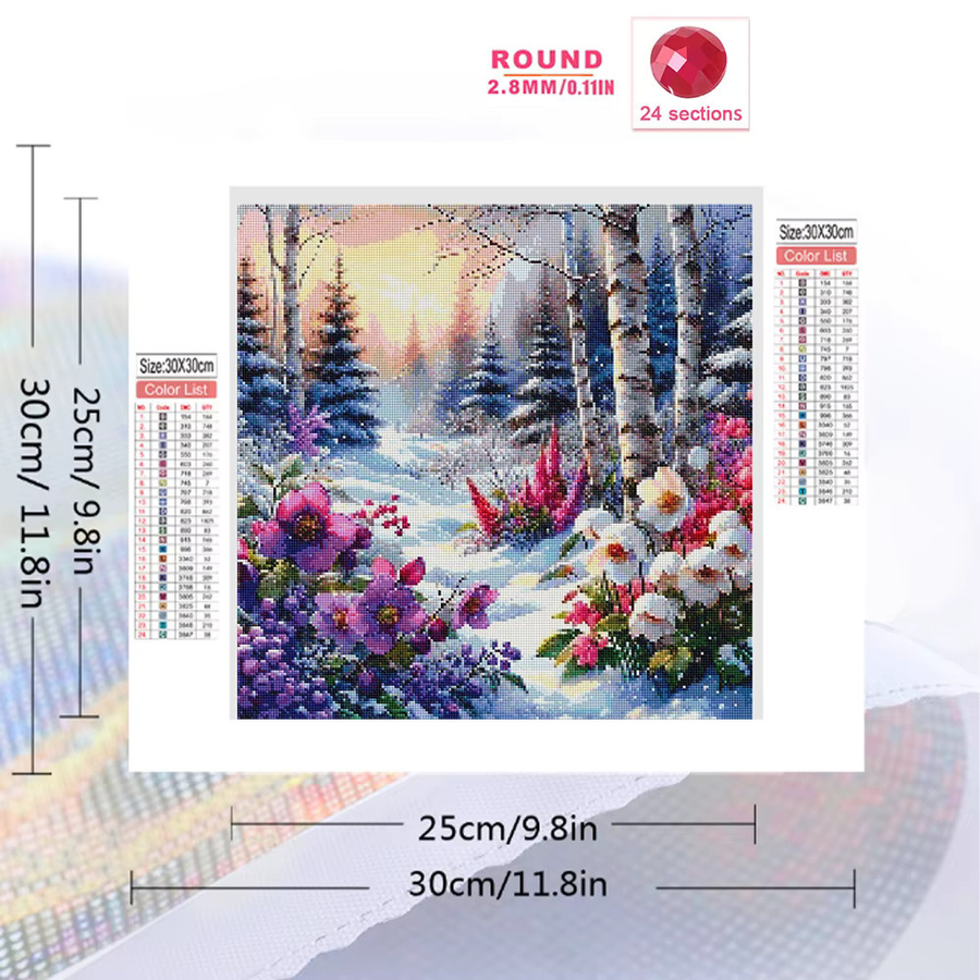 Evershine Diamant-Gemälde Winter Landschaft 5D-Kreuzstich Mosaik Blumen-Bastelset mit vollen Bohrern in Multicolour B/T/H: 20 x 20 x 20 cm - Bild 2