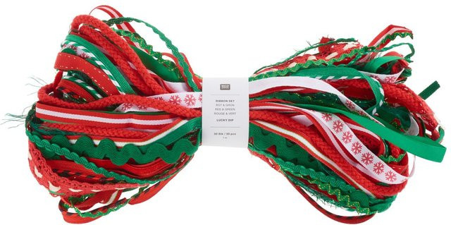 Rico Design Bänder-Set Lucky Dip, 30-teilig, Rot-Grün-Multicolor aus Polyester - Bild 1