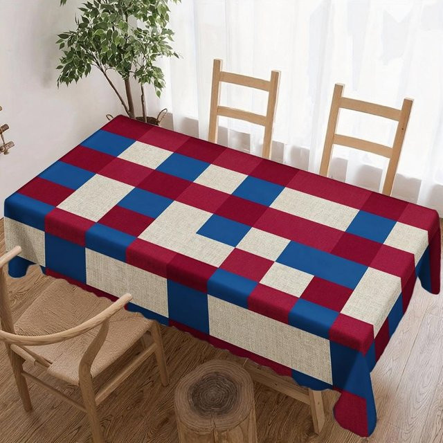 Rechteckige Tischdecke von JINGYUE Pet mit Karomuster in Mehrfarbig, wasserabweisend und waschbar, B/L: 140 x 180 cm - Bild 1
