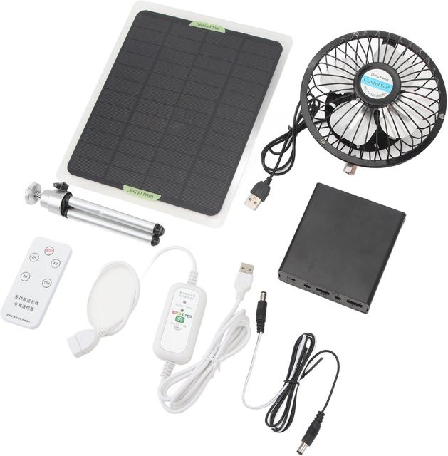 Solarventilator kbxstart für Gewächshäuser mit Fernbedienung, 20 W, 2350 U/min, Abluftventilator Schwarz - Bild 1