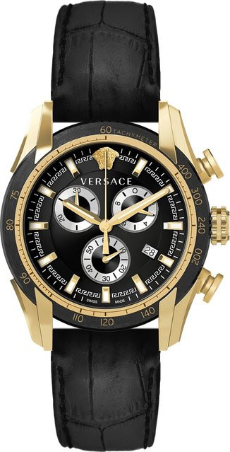 Versace Chronograph, Quarz, Edelstahl, 44 mm, Leder, Herren - Bild 1
