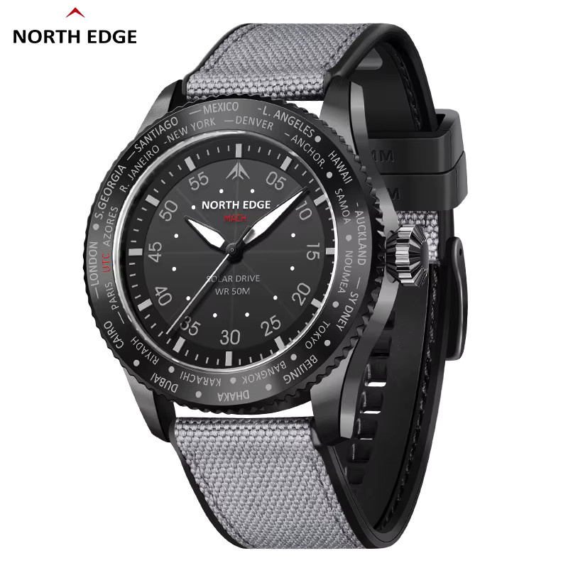 NORTH EDGE Armbanduhr, Solar-Quarz, Schwarz, Herren - Bild 2