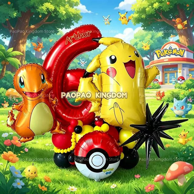 Potdemiel Pikachu Ballon-Set für Kindergeburtstage als bunte Partydekoration - Bild 1