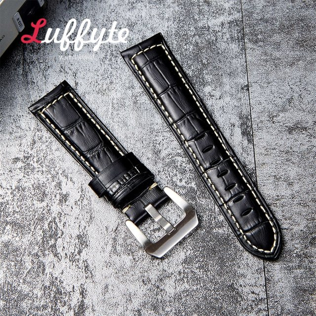 Uhrenarmband Echtleder, Schwarz, Herren - Bild 1